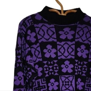 Vintage purple and black bold knit sweater